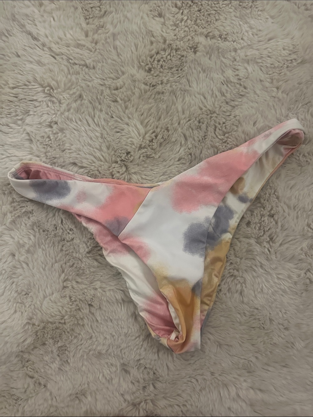 Volcom Tie-Dye Bikini Bottom in Pink, Gray & Gold Tones